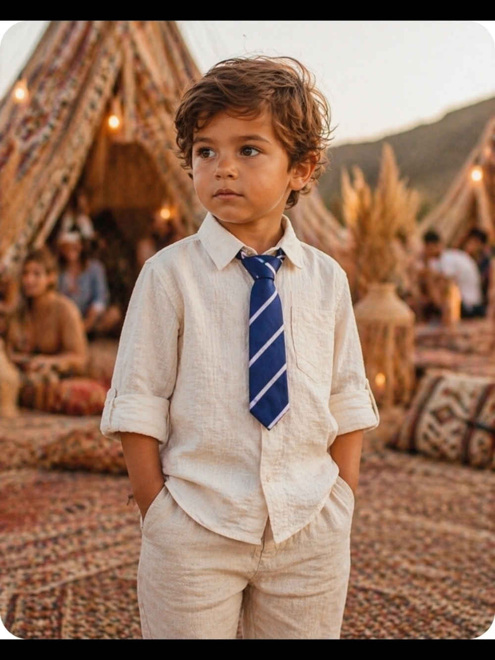 4/$15 Kids Blue Striped Tie - Classic School Style 18 Months - 4t Clip On